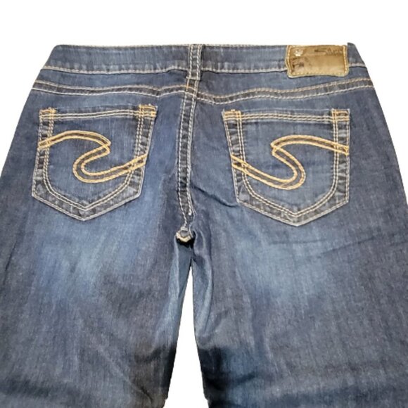 Silver Jeans Sz 29 Aiko Mid Capri Medium Wash Straight Leg Blue Denim Jeans - Picture 10 of 11